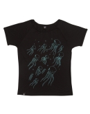 päfjes - Glitzer Quallen - Fair gehandeltes Modal Rolled Sleeve Frauen T-Shirt - Schwarz